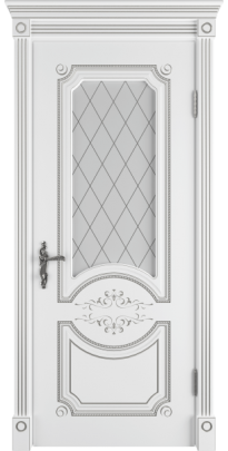 Дверь межкомнатная крашенная эмалью MILANA ART CLOUD Белая патина серебро